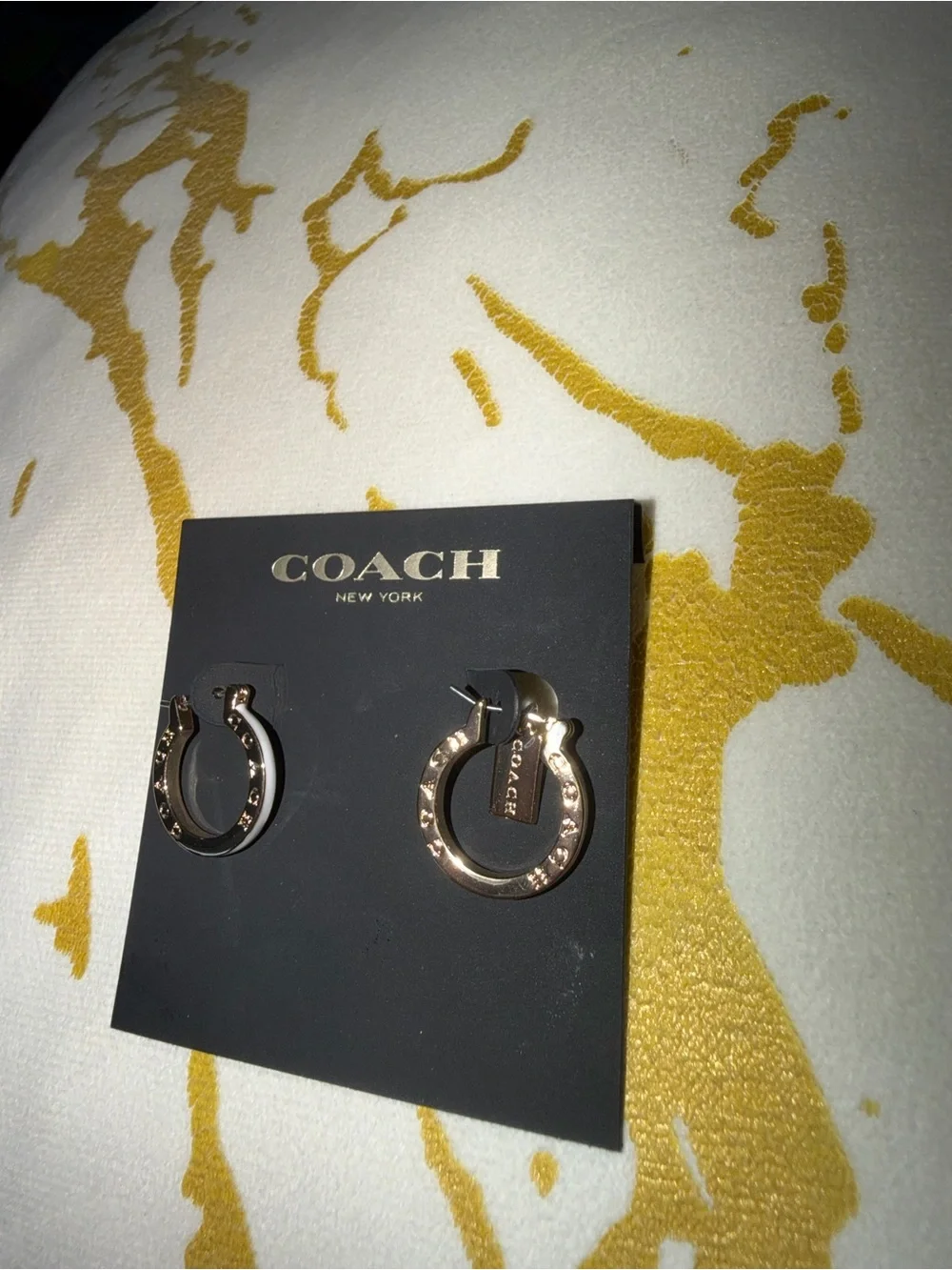 Coach Signature Small Titanium Hoop Earrings